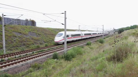 German high speed train passing by Stock Footage 41529865