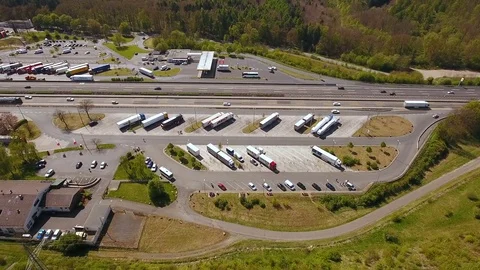 German highway and rest area Stock Footage 75185153
