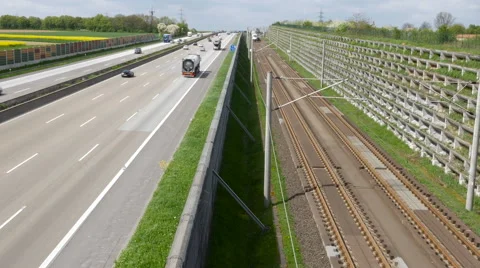 German highway, approaching ICE train Stock Footage 62389715