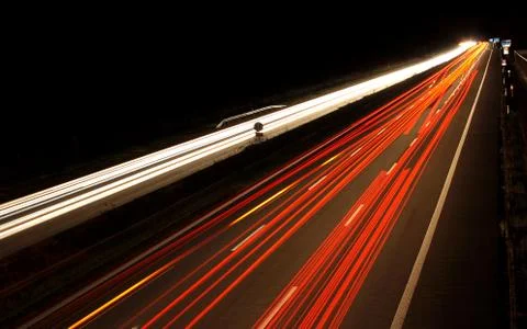 German highway by night Stock Photos