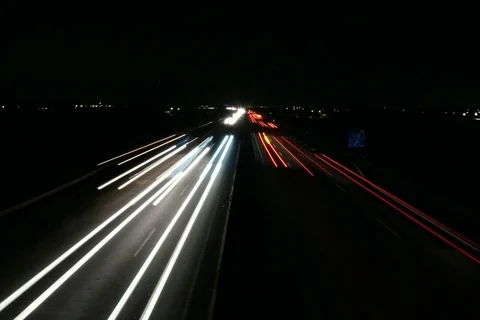 German highway at night. Timelapse Video stock 108864380