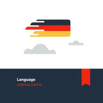 German language courses advertising concept. Fluent speaking foreign language Stock Illustration