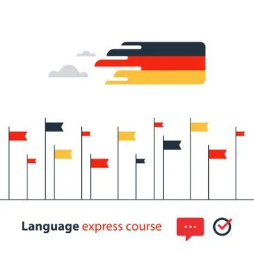 German language courses advertising concept. Fluent speaking foreign language Stock Illustration