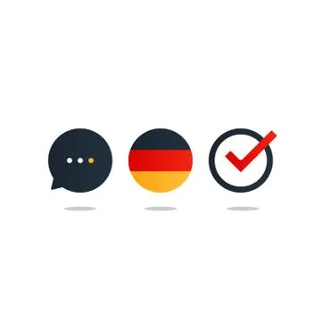 German language courses advertising concept. Fluent speaking foreign language Stock Illustration