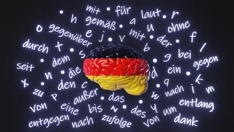 German language learning exam 3d animation loop Deutsch fluency improve. Human Stock Footage 246489976