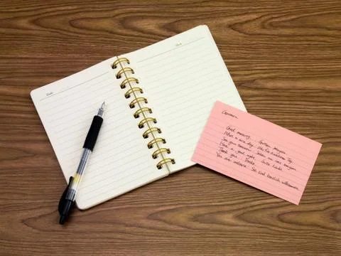 German; Learning New Language Writing Words on the Notebook Stock Photos