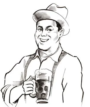 German man drinking a mug of beer Illustrazione stock