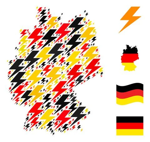 German Map Collage of Flash Items in German Flag Colors Stock Illustration