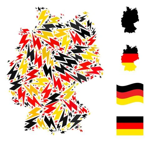 German Map Collage of Flash Items in German Flag Colors Stock Illustration