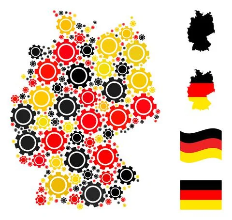 German Map Collage of Gear Items in German Flag Colors Illustrazione stock
