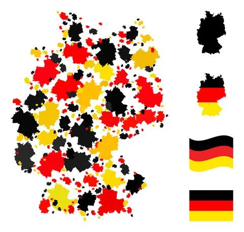 German Map Collage of Germany Map Icons in German Flag Colors Stock Illustration