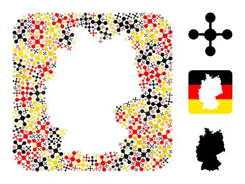 German Map Stencil Mosaic of Mesh Node Items in German Flag Colors Illustrazione stock
