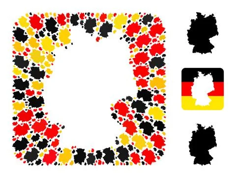 German Map Subtraction Collage of Germany Map Items in German Flag Colors Illustrazione stock