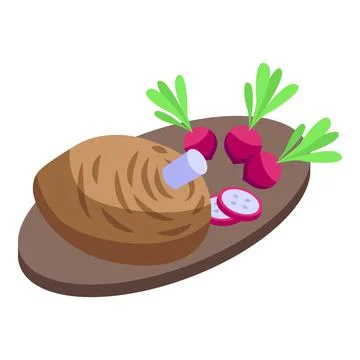 German meat cutlet icon isometric vector. Cuisine food Stock Illustration