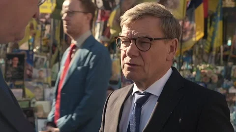 German Minister of Foreign Affairs, on a visit to Kyiv on August  22, 2026 Stock Footage 344042587