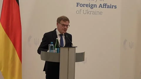German Minister of Foreign Affairs, on a visit to Kyiv on August 22, 2026 Stock Footage 344042589