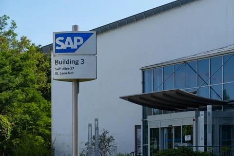 German multinational software SAP SE company, develops enterprise software .. Fotos de archivo