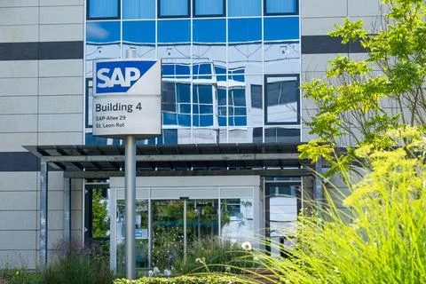 German multinational software SAP SE company, develops enterprise software .. Fotos de archivo