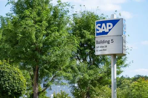 German multinational software SAP SE company, develops enterprise software .. Fotos de archivo