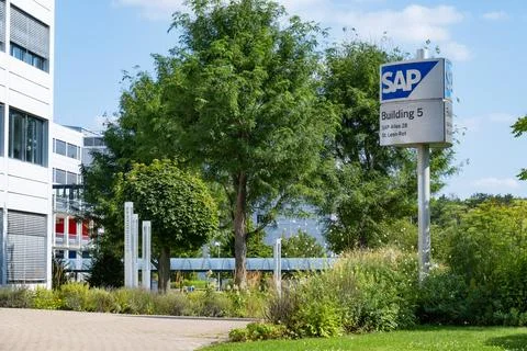 German multinational software SAP SE company, develops enterprise software .. Fotos de archivo