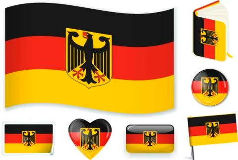 German national flag vector illustration in different shapes. Stock Illustration