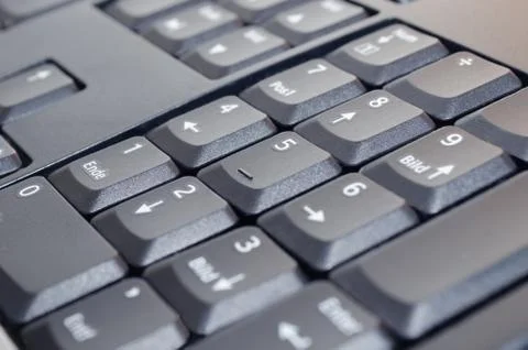 German numpad on black keyboard. Stock Photos