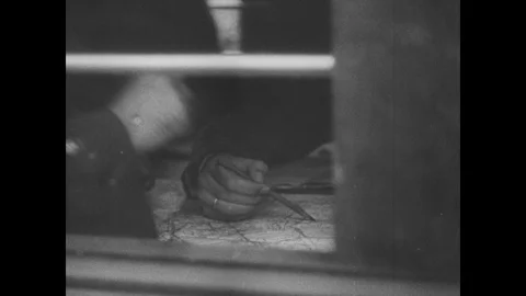 German officers inspect map Stock Footage 103388260