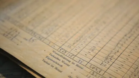 German old handwritten document-table with numbers 1 Stock Footage 12542793