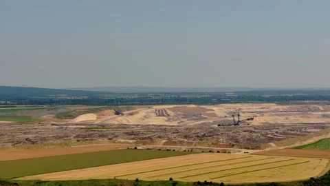 The german open cast mine inden from far 4k 50fps video Stock Footage 311675587