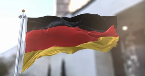 German or Germany Flag Slow motion seamless loop Stock Footage 128382558