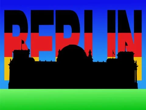 German parliament with flag text Stock-Illustration
