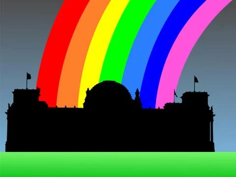 German parliament with rainbow Stock-Illustration