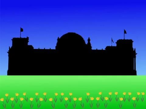 German parliament in spring Ilustração Stock