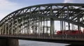 German Passengers Train Crossing Hohenzollern Bridge Cologne Commuters Commuting HD Footage