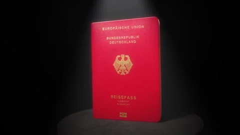 German Passport Under Dramatic Lighting Stock Footage 346335453