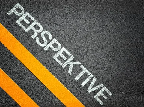 German perpektive perspective text writing road asphalt Stock Illustration