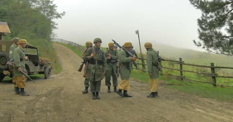 German platoon mountain 06 Stock Footage 45839172