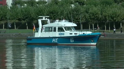German Police Boat Stock Footage