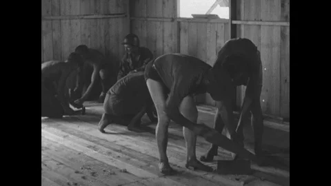 German POW build temporary accomodation Stock Footage 103380103