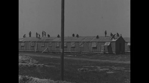 German POW build temporary accomodation Stock Footage 103380122