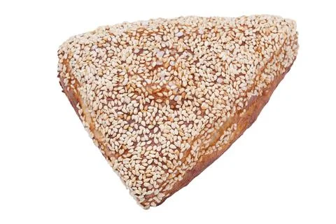 German pretzel bread corner or lye roll with sesame seeds known as Laugenecke Stock Photos