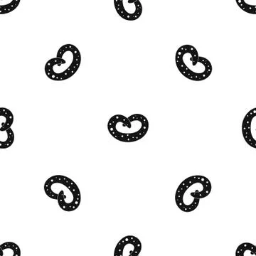 German pretzel pattern seamless black Stock Illustration