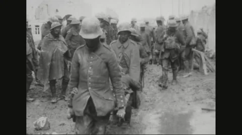 German prisoners carrying the wounded Stock Footage 43313689