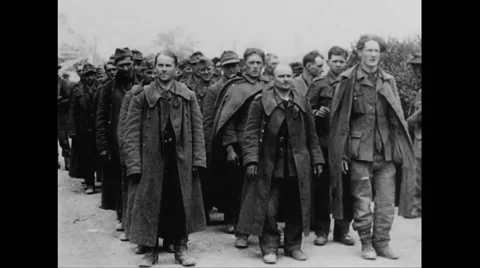 German prisoners of war at railway platform Stock Footage 44575230