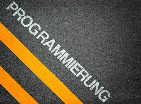 German programmierung programming text writing road asphalt Stock Illustration