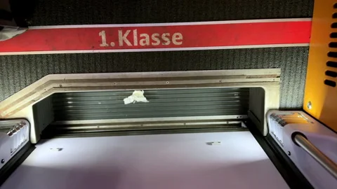 German Railway First Class sign at train door on the floor Stock Footage 320940552