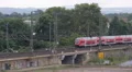 German Railway Infrastructure Regional Express Train Passing Countryside Scenery HD Footage