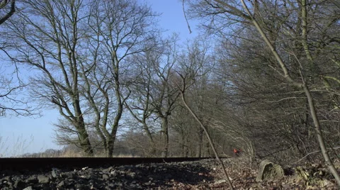 German railways worker taking a break on a driving train Stock Footage 67698968