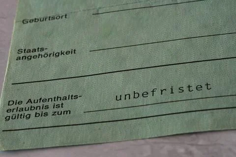 German Residence Permit for EEC Citizens from 1988 Stock Photos