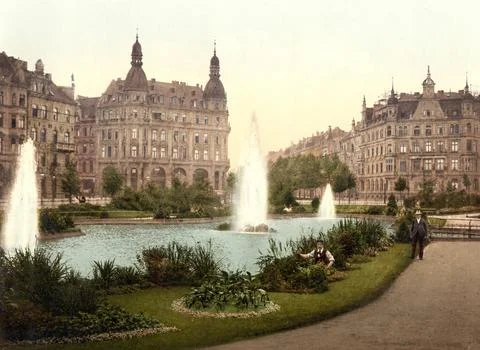The German Ring in Cologne North Rhine Westphalia Germany Historic digitally Stock Illustration